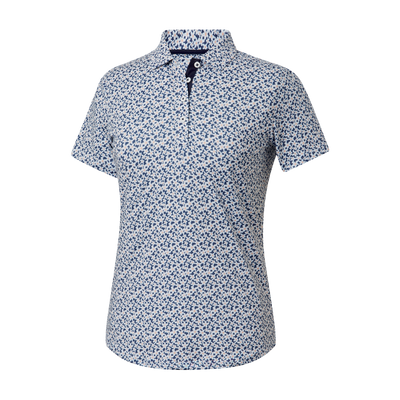 2025 FootJoy Women's Flower Print Polo - Navy / White / Sunset