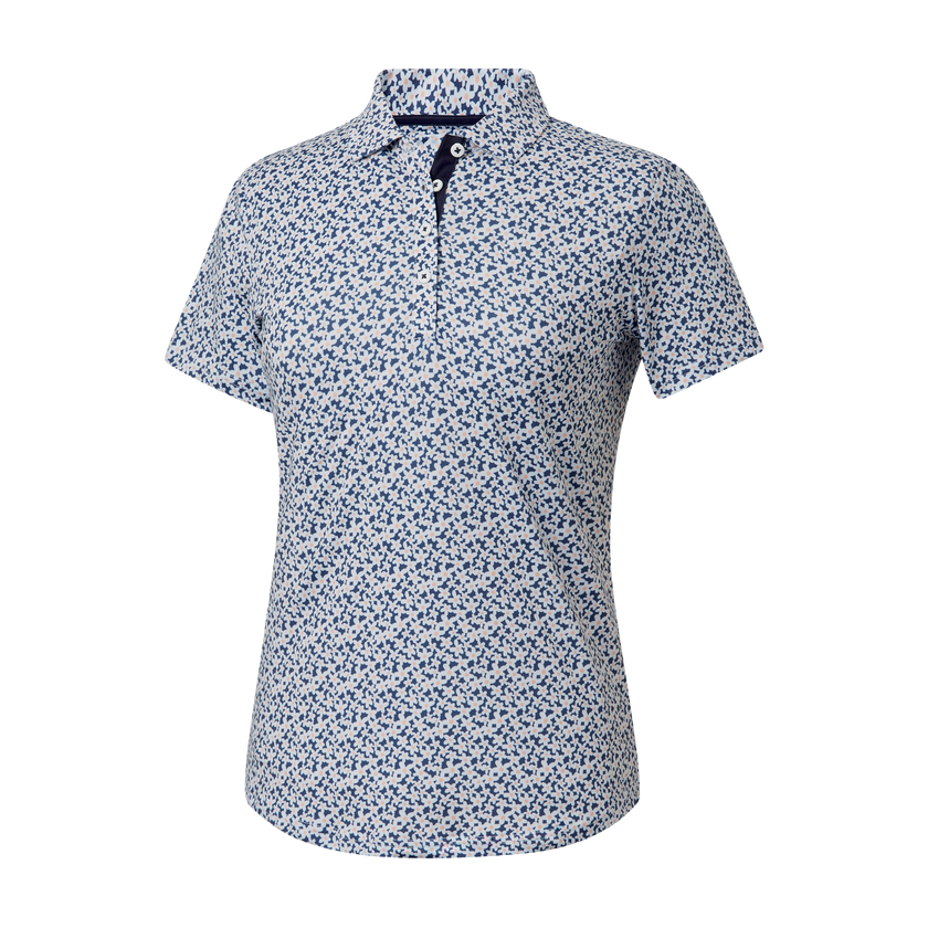 2025 FootJoy Women's Flower Print Polo - Navy / White / Sunset