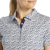 2025 FootJoy Women's Flower Print Polo - Navy / White / Sunset