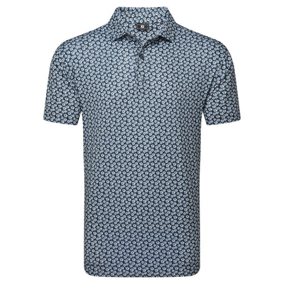 2025 FootJoy Men's Floral Sketch Lisle Polo - White/Navy