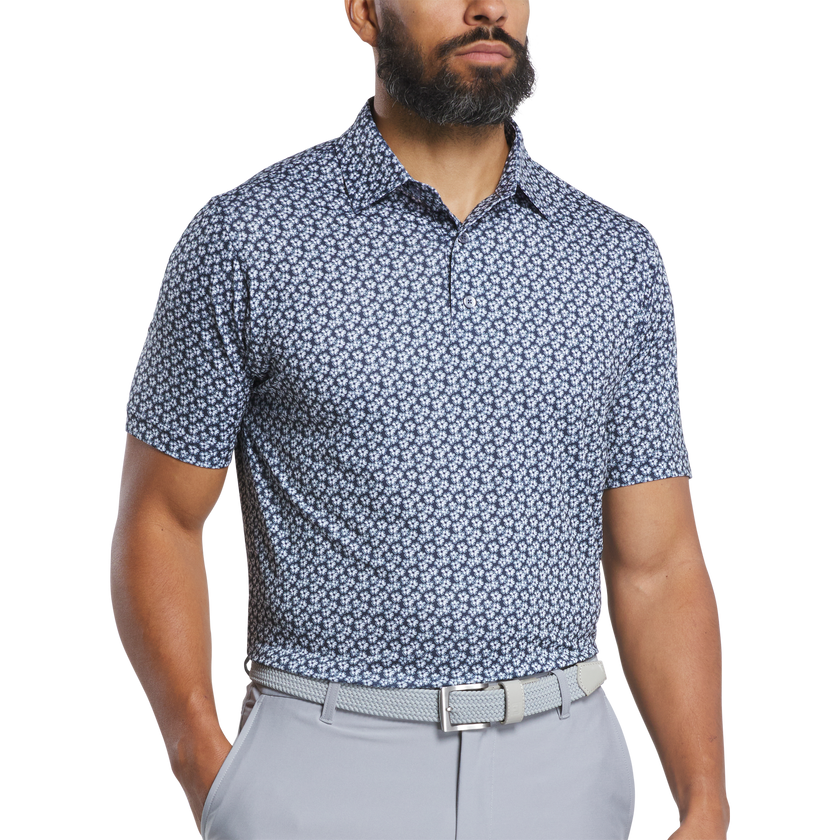2025 FootJoy Men's Floral Sketch Lisle Polo - White/Navy