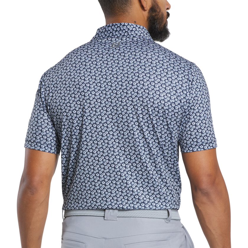 2025 FootJoy Men's Floral Sketch Lisle Polo - White/Navy