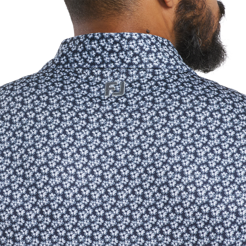 2025 FootJoy Men's Floral Sketch Lisle Polo - White/Navy