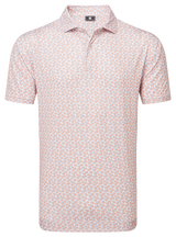 FootJoy Men's Floral Stretch Print Lisle Polo - Orange/White