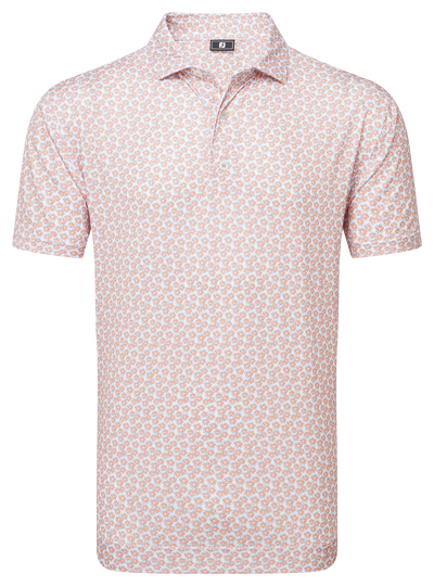 FootJoy Men's Floral Stretch Print Lisle Polo - Orange/White