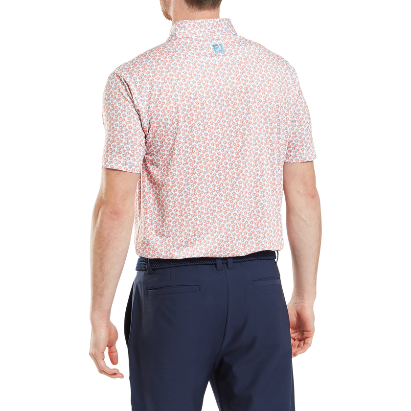 FootJoy Men's Floral Stretch Print Lisle Polo - Orange/White