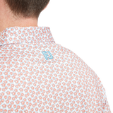 FootJoy Men's Floral Stretch Print Lisle Polo - Orange/White