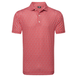 2025 FootJoy Men's Flower Stretch Lisle Polo - White/Hibiscus