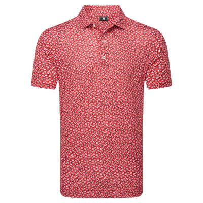 2025 FootJoy Men's Flower Stretch Lisle Polo - White/Hibiscus