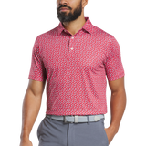 2025 FootJoy Men's Flower Stretch Lisle Polo - White/Hibiscus