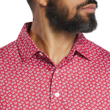 2025 FootJoy Men's Flower Stretch Lisle Polo - White/Hibiscus