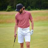 2025 FootJoy Men's Flower Stretch Lisle Polo - White/Hibiscus