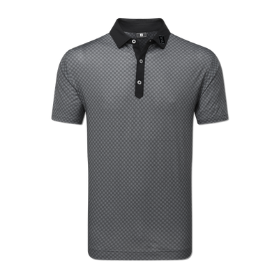 2025 FootJoy Men's Checker Print Jacquard Polo - Black/White