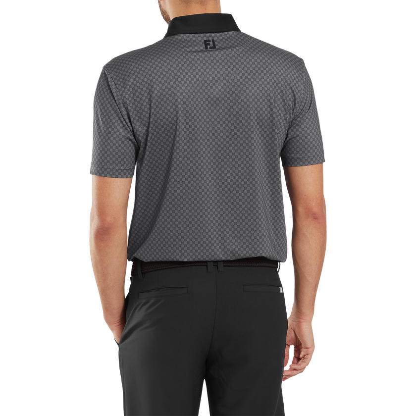 2025 FootJoy Men's Checker Print Jacquard Polo - Black/White