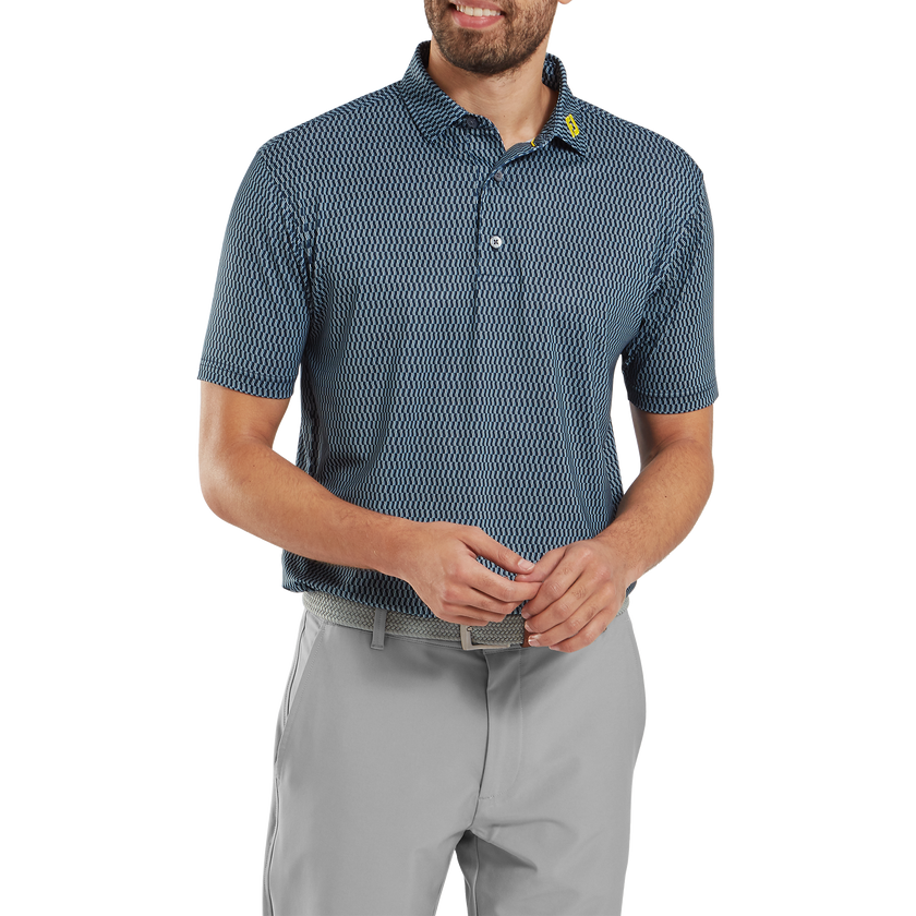 2025 FootJoy Wiggle Print Lisle Polo - Navy/Grey/White