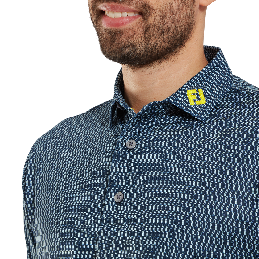 2025 FootJoy Wiggle Print Lisle Polo - Navy/Grey/White