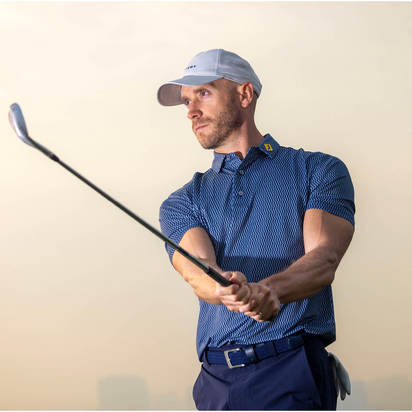 2025 FootJoy Wiggle Print Lisle Polo - Navy/Grey/White