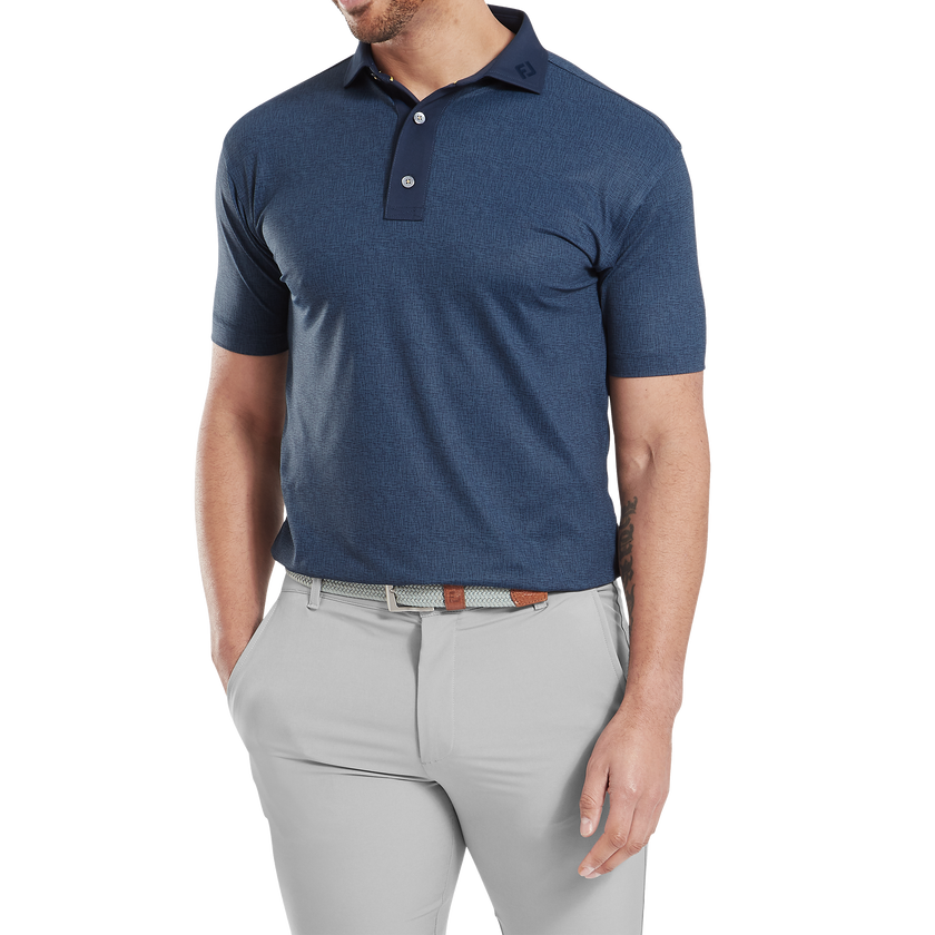 2025 FootJoy Men's Etched Texture Print Lisle Polo - Navy