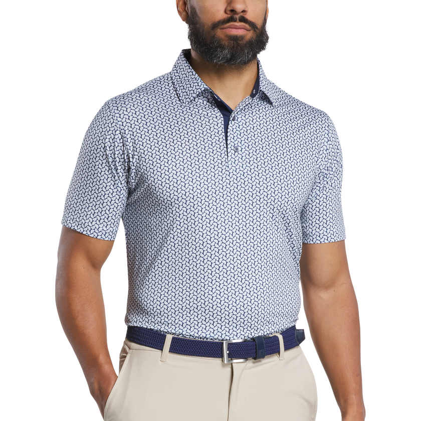 2025 FootJoy Men's Citrus Print Lisle Polo - White/Navy