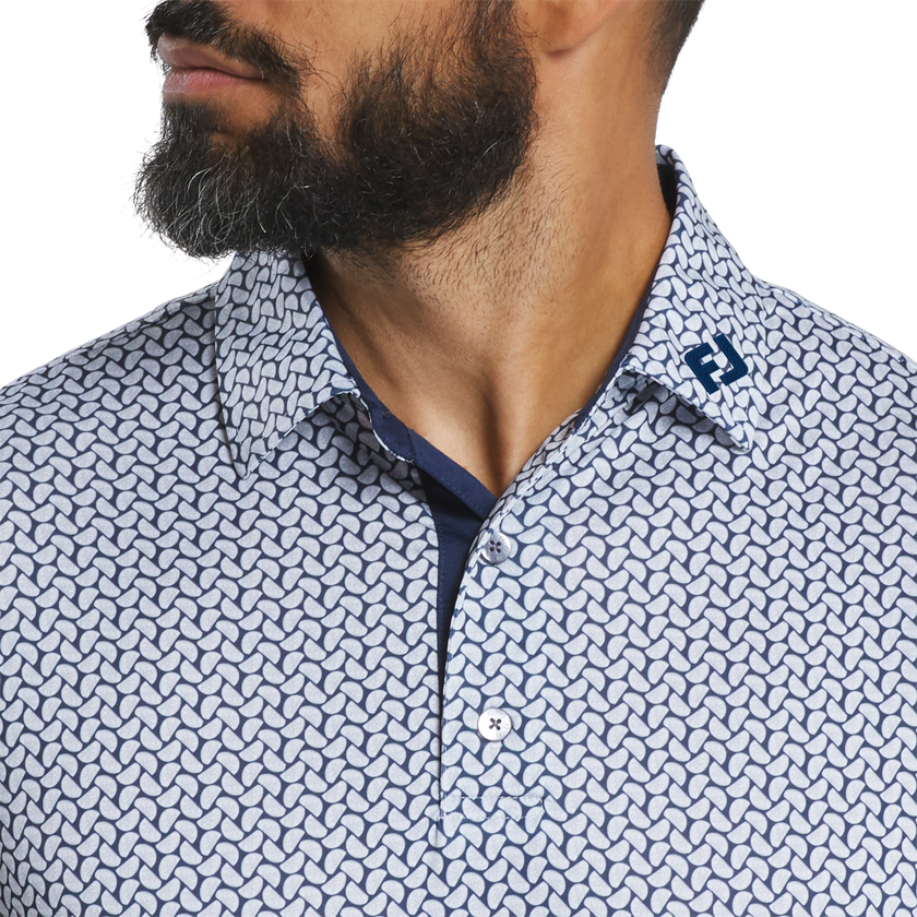 2025 FootJoy Men's Citrus Print Lisle Polo - White/Navy