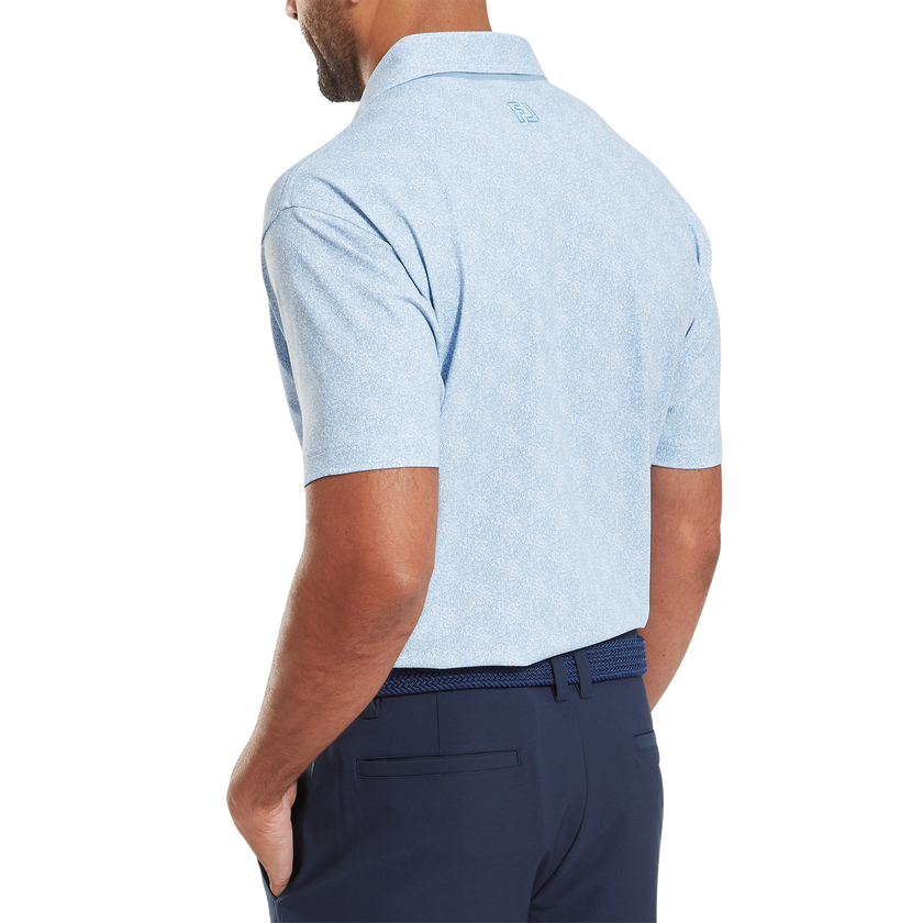 FootJoy Men's Speckle Print Pique Polo - Blue Jay/White