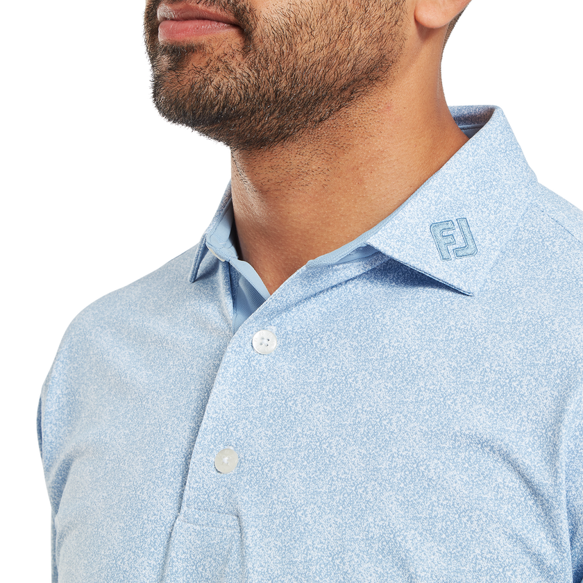 FootJoy Men's Speckle Print Pique Polo - Blue Jay/White