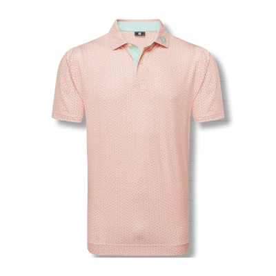 FootJoy Men's Citrus Print Lisle Polo - Orange/Pistachio