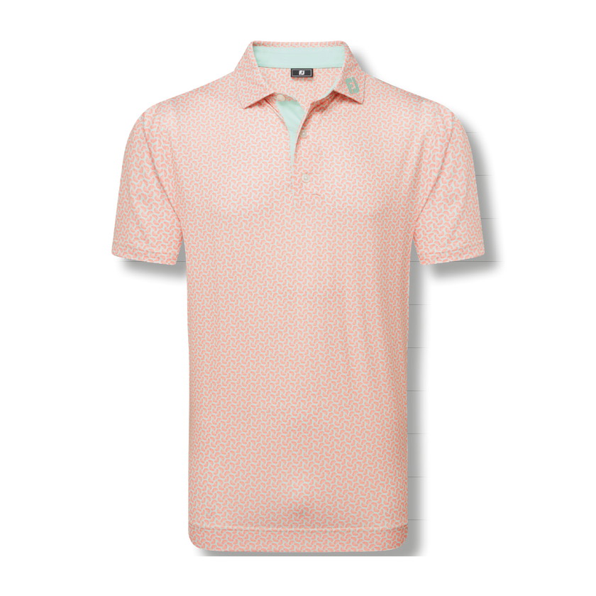 FootJoy Men's Citrus Print Lisle Polo - Orange/Pistachio
