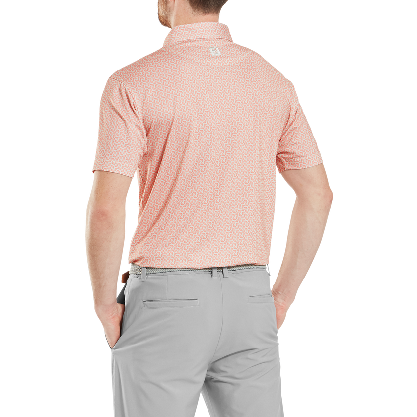FootJoy Men's Citrus Print Lisle Polo - Orange/Pistachio
