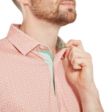 FootJoy Men's Citrus Print Lisle Polo - Orange/Pistachio