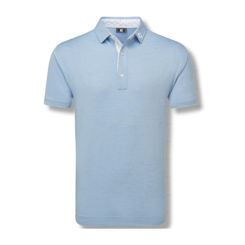 FootJoy Men's Heather Lisle w Trim Polo - Blue Jay
