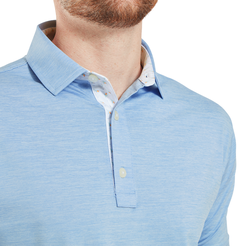 FootJoy Men's Heather Lisle w Trim Polo - Blue Jay