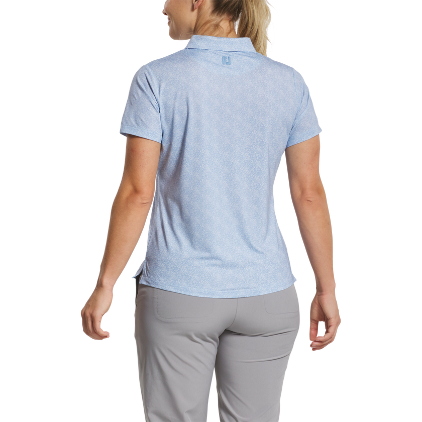 FootJoy Womens Speckle Lisle Polo - Blue Jay/White