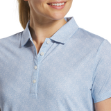 FootJoy Womens Speckle Lisle Polo - Blue Jay/White