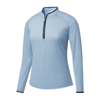 2025 FootJoy Women's 1/4 Zip Long Sleeve Sun Protection Shirt - Skyway/Navy