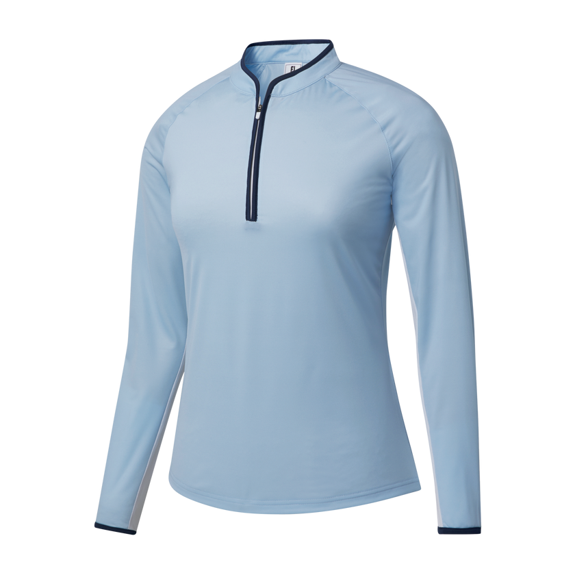 2025 FootJoy Women's 1/4 Zip Long Sleeve Sun Protection Shirt - Skyway/Navy