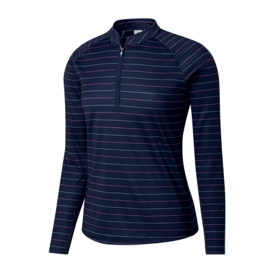 2025 FootJoy Women's 1/4 Zip Long Sleeve Sun Protection Shirt - Navy Stripe