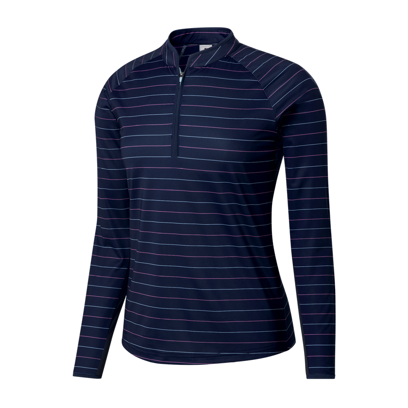 2025 FootJoy Women's 1/4 Zip Long Sleeve Sun Protection Shirt - Navy Stripe