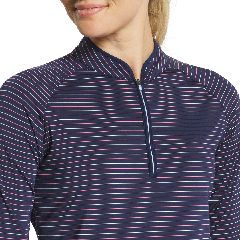 2025 FootJoy Women's 1/4 Zip Long Sleeve Sun Protection Shirt - Navy Stripe