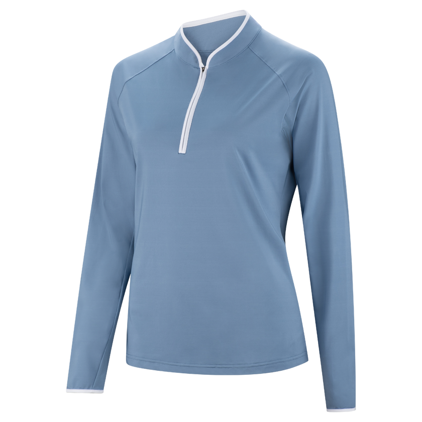 FootJoy Women's Quarter Zip Long Sleeve Sun Protection Shirt - Blue Stone