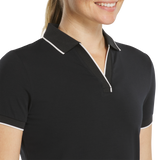 FootJoy Women's Notch V Neck Polo - Black