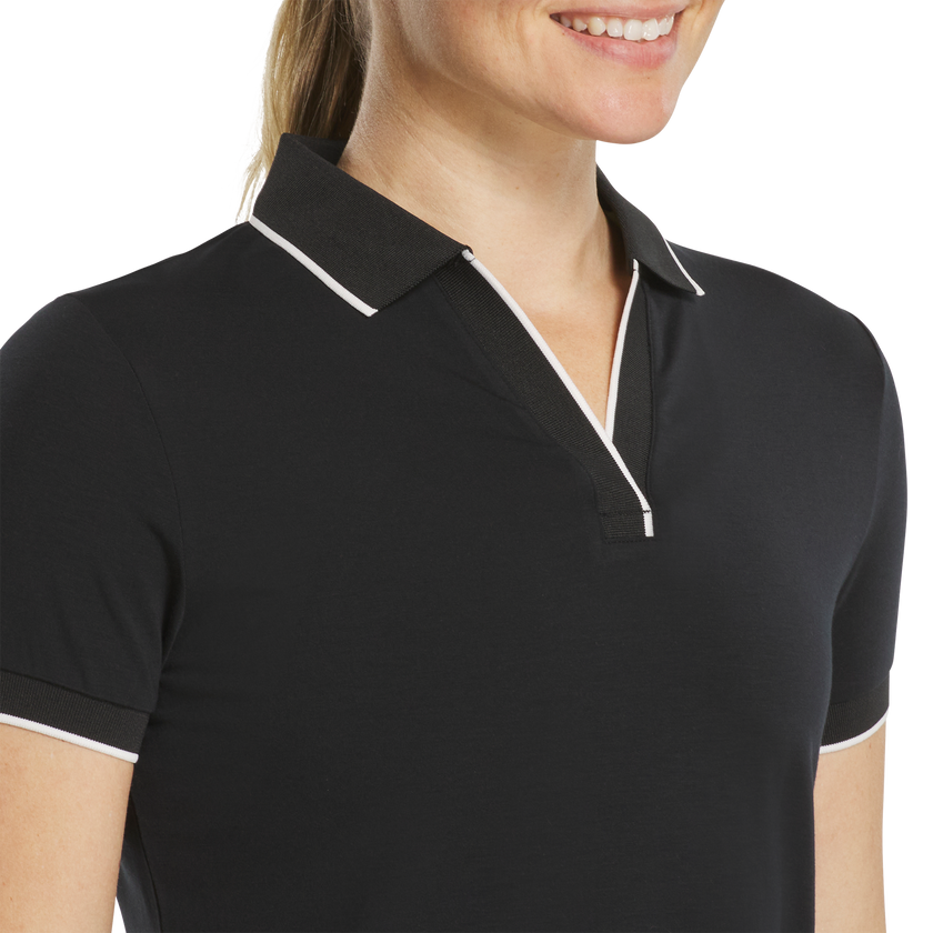 FootJoy Women's Notch V Neck Polo - Black