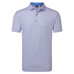 FootJoy Men's Nautical Flag Print Lisle Polo - Pink Pop/Vivid Violet/White