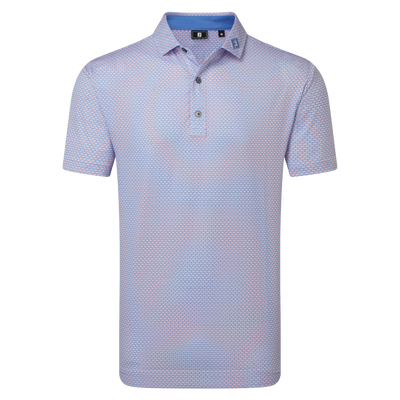 FootJoy Men's Nautical Flag Print Lisle Polo - Pink Pop/Vivid Violet/White