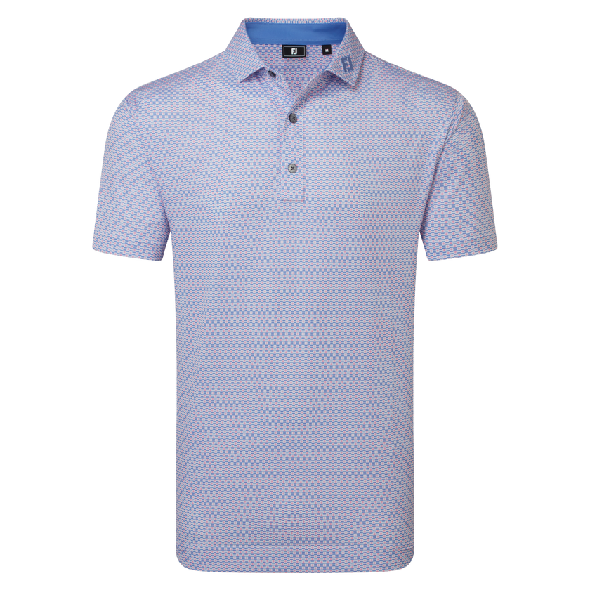 FootJoy Men's Nautical Flag Print Lisle Polo - Pink Pop/Vivid Violet/White