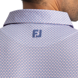 FootJoy Men's Nautical Flag Print Lisle Polo - Pink Pop/Vivid Violet/White