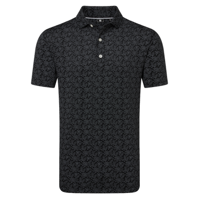 FootJoy Men's Wingtip Floral Lisle Polo - Black/White