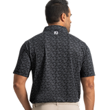 FootJoy Men's Wingtip Floral Lisle Polo - Black/White