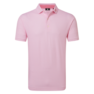 FootJoy Men's Scallop Geo Pique Polo - Vivid Violet/White/Pink Pop