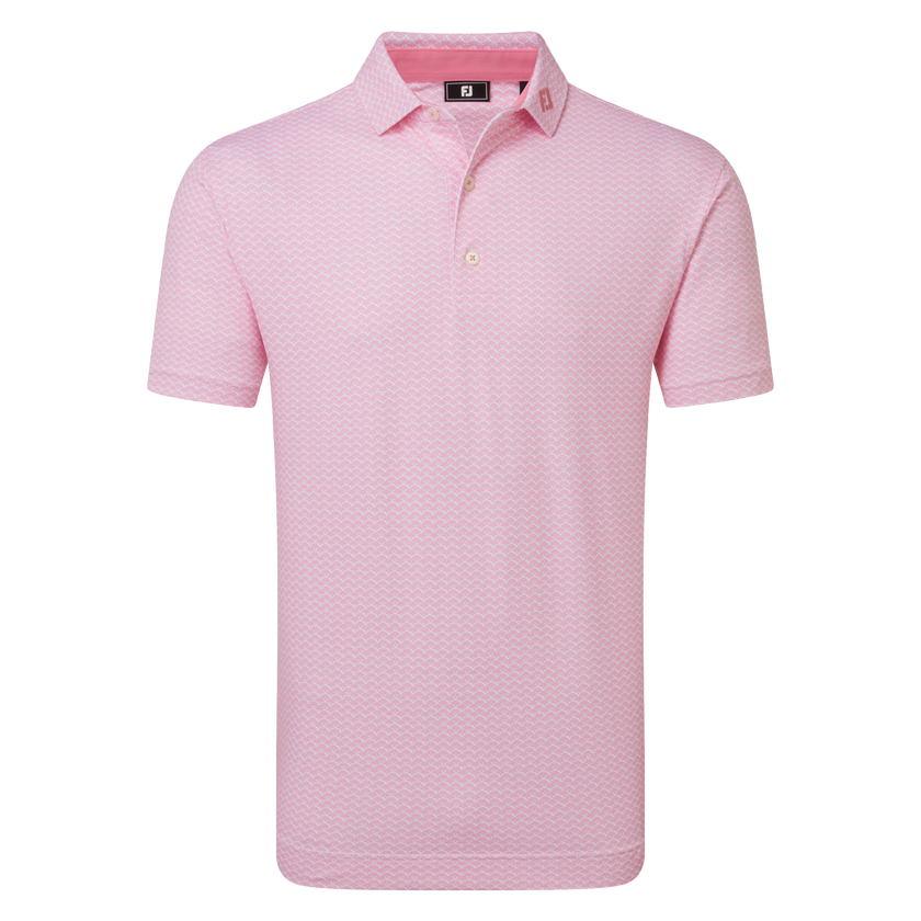 FootJoy Men's Scallop Geo Pique Polo - Vivid Violet/White/Pink Pop